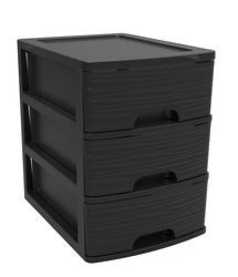 Organizer biurowy 3 szuflady A4 21L, czarny kamień z ergonomicznymi uchwytami