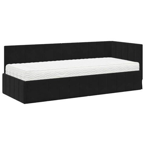 Rama Łóżka Narożnego z Materacem 2 pcs Czarny Aksamit