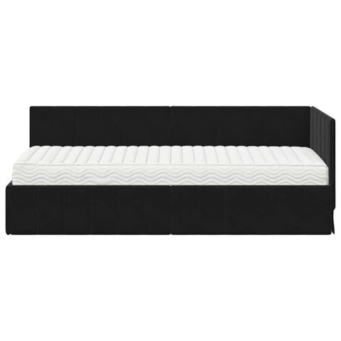 Rama Łóżka Narożnego z Materacem 2 pcs Czarny Aksamit