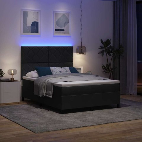 Łóżko z sprężyną LED z materacem Czarny 140 x 200 cm tkanina