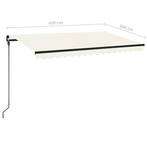 Ręcznie zwijana markiza z LED, 450 x 300 cm, kremowa