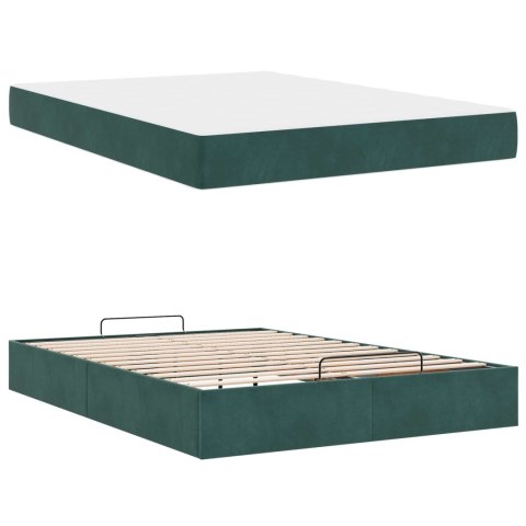 Rama łóżka z materacem z materacem 2 pcs Zielony Aksamit