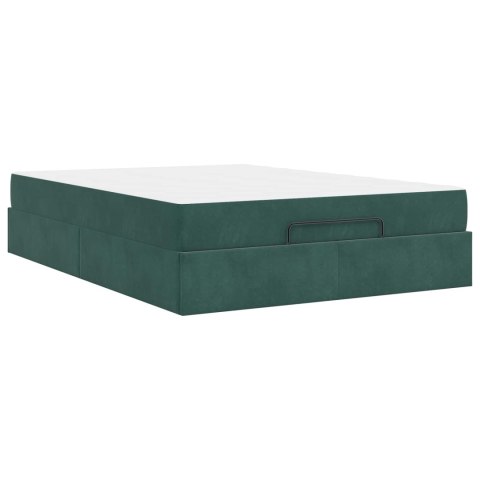 Rama łóżka z materacem z materacem 2 pcs Zielony Aksamit