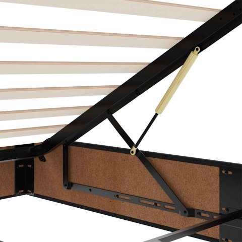 Łóżko Ottoman z materacem i LED, czarny, 80x200cm, aksamit
