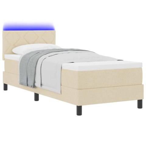Łóżko sprężynowe z materacem z LED Kremowy 80 x 200 cm tkanina