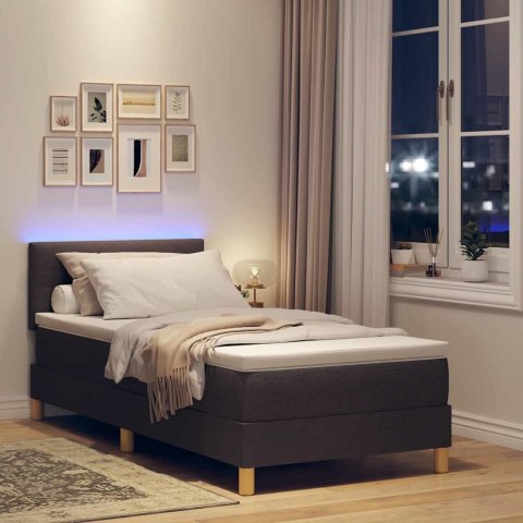 Łóżko z sprężyną LED z LED Ciemny brąz 80 x 200 cm tkanina