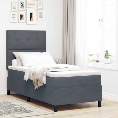 Łóżko z sprężyną LED Ciemnoszary 90 x 190 cm tkanina