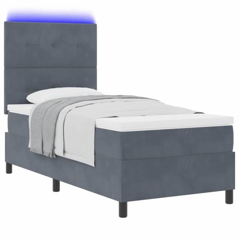 Łóżko z sprężyną LED Ciemnoszary 90 x 190 cm tkanina
