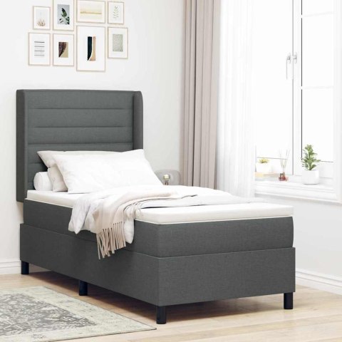 Łóżko z sprężyną LED Ciemnoszary 90 x 190 cm tkanina