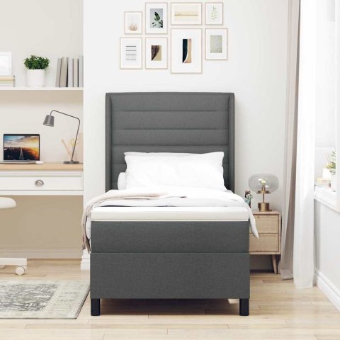 Łóżko z sprężyną LED Ciemnoszary 90 x 190 cm tkanina
