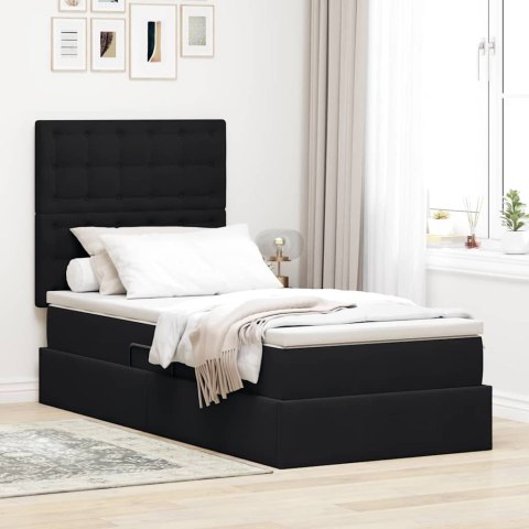 Łóżko z miejscem na przechowywanie i LED Czarny 90 x 190 cm