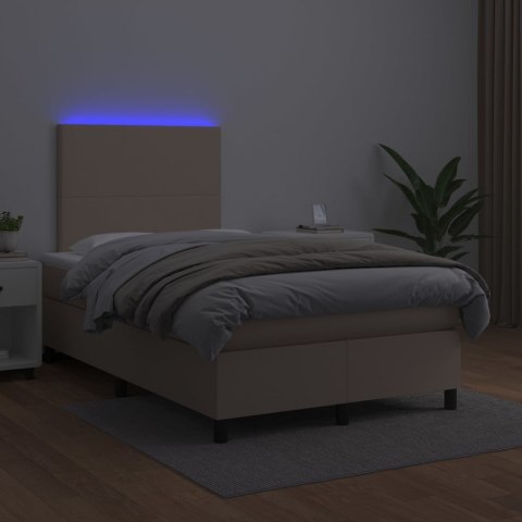 Łóżko kontynentalne z materacem i LED, cappuccino, 120x190 cm