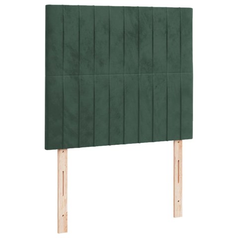 Łóżko kontynentalne z materacem i LED, ciemnozielone, 120x190cm