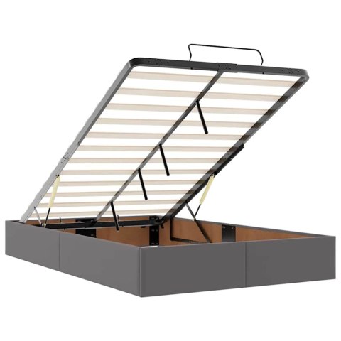 Łóżko otomana z materacami i LED, szara, 120x190cm, ekoskóra