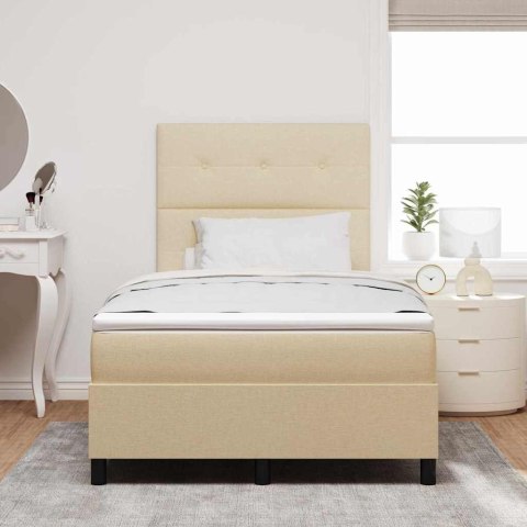 Łóżko sprężynowe z materacem z LED Kremowy 120 x 190 cm tkanina