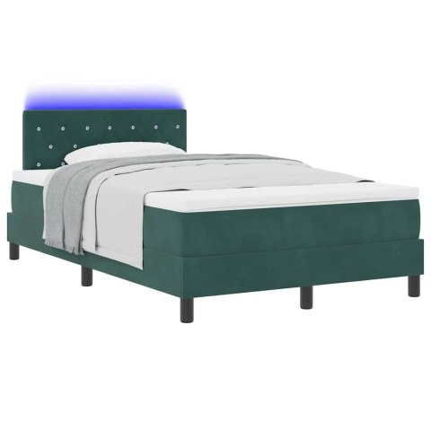 Łóżko z sprężyną LED z LED Ciemna zieleń 120 x 190 cm Aksamit