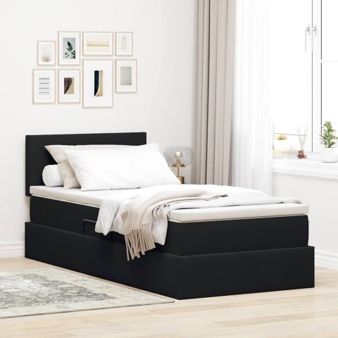Łóżko z miejscem na przechowywanie i LED Czarny 100 x 200 cm