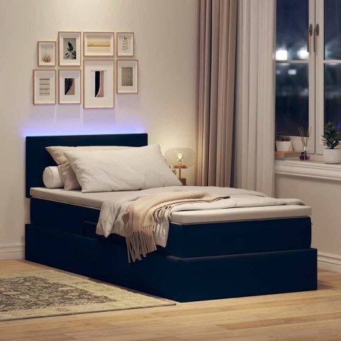 Łóżko z miejscem na przechowywanie i LED Czarny 100 x 200 cm