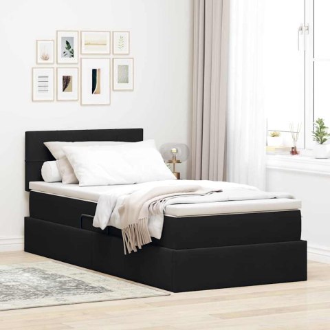 Łóżko z miejscem na przechowywanie i LED Czarny 100 x 200 cm