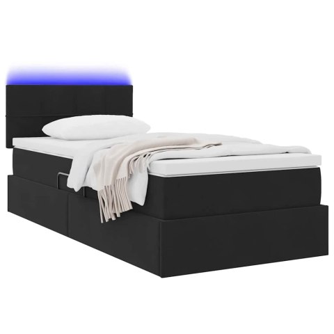 Łóżko z miejscem na przechowywanie i LED Czarny 100 x 200 cm