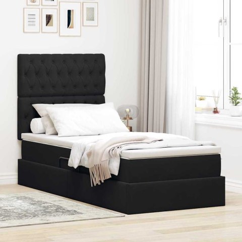 Łóżko z miejscem na przechowywanie i LED Czarny 100 x 200 cm