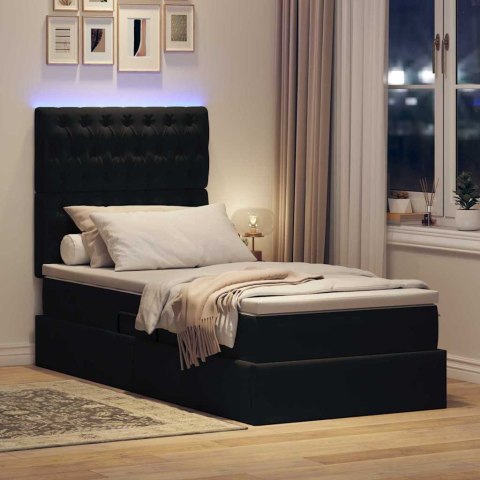 Łóżko z miejscem na przechowywanie i LED Czarny 100 x 200 cm