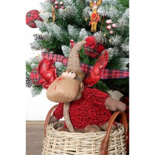 Ozdoby świąteczne DKD Home Decor Czerwony Szary Renifer 27 x 19 x 32 cm (2 Sztuk)