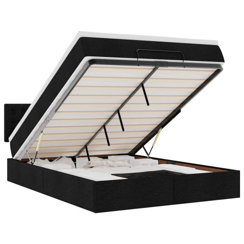 Łóżko Ottoman z materacem i diodami LED Czarny 140x190 cm