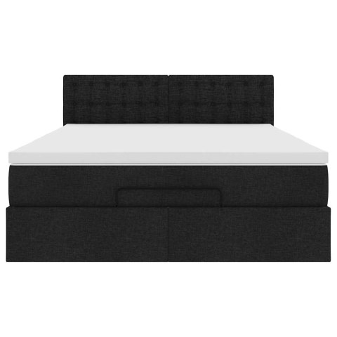 Łóżko Ottoman z materacem i diodami LED Czarny 140x190 cm