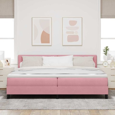Łóżko sprężynowe z materacem Różowy 200 x 200 cm Aksamit