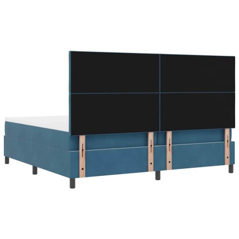 Łóżko sprężynowe Ciemnoniebieski 200 x 200 cm tkanina