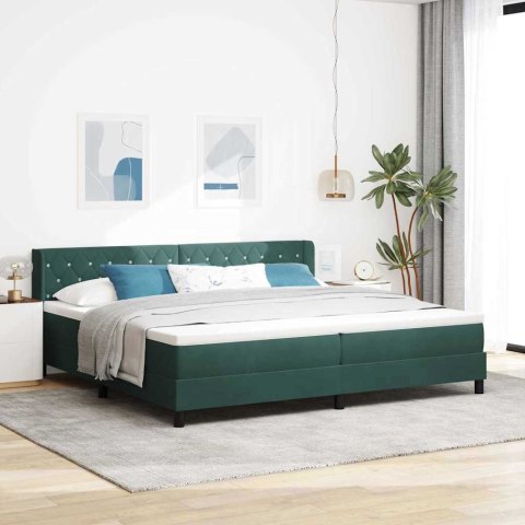 Łóżko sprężynowe Ciemna zieleń 200 x 200 cm Poliester