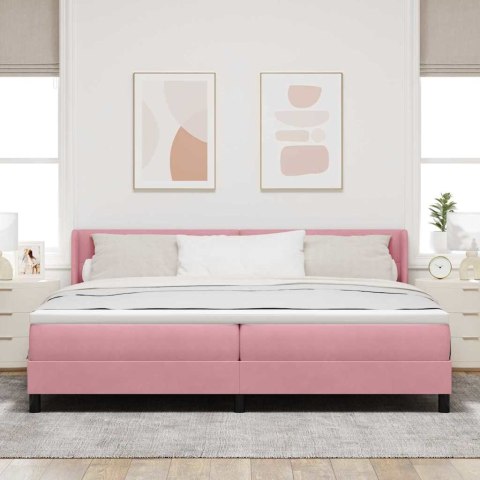 Łóżko sprężynowe z materacem Różowy 200 x 200 cm Poliester