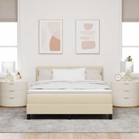 Łóżko sprężynowe z materacem z LED Kremowy 140 x 200 cm tkanina