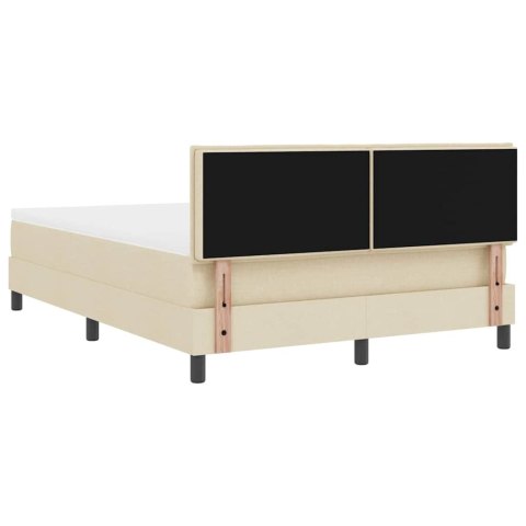 Łóżko sprężynowe z materacem z LED Kremowy 140 x 200 cm tkanina