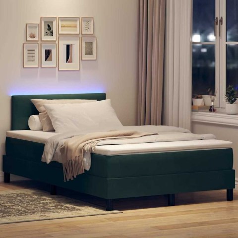Łóżko z sprężyną LED z LED Ciemna zieleń 120 x 200 cm Aksamit