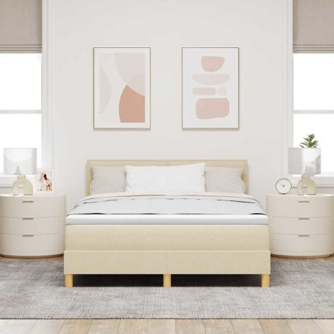 Łóżko z sprężyną LED z materacem Kremowy 140 x 200 cm tkanina