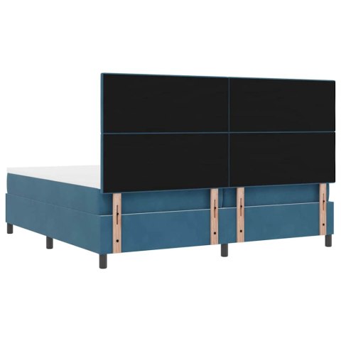 Łóżko z sprężyną LED Ciemnoniebieski 200 x 200 cm tkanina