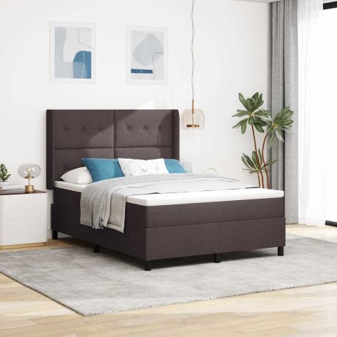 Łóżko z sprężyną LED Ciemny brąz 140 x 200 cm tkanina