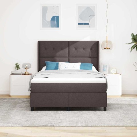Łóżko z sprężyną LED Ciemny brąz 140 x 200 cm tkanina