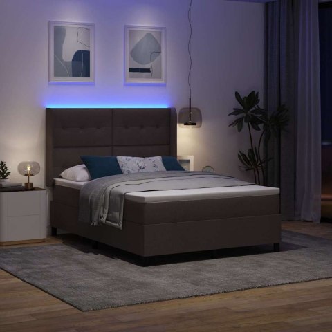 Łóżko z sprężyną LED Ciemny brąz 140 x 200 cm tkanina