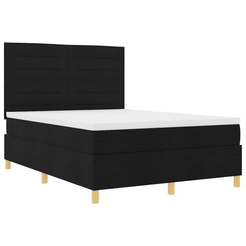 Łóżko z sprężyną LED z materacem Czarny 140 x 190 cm tkanina