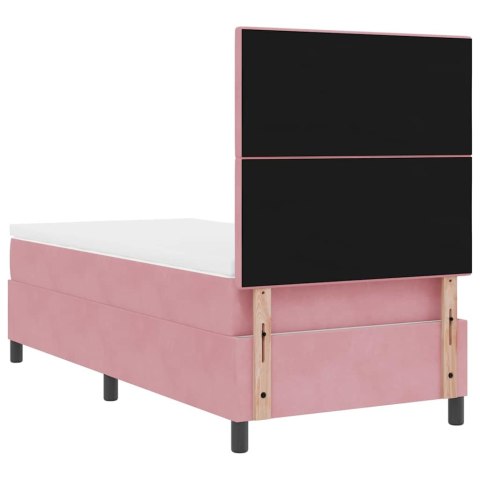 Łóżko z sprężyną LED z materacem Różowy 100 x 200 cm tkanina