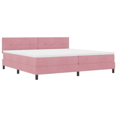 Łóżko z sprężyną LED z materacem Różowy 200 x 200 cm Aksamit