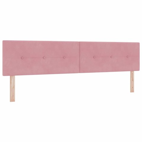 Łóżko z sprężyną LED z materacem Różowy 200 x 200 cm Aksamit