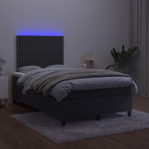 Łóżko kontynentalne z materacem i LED, czarne, 120x190 cm