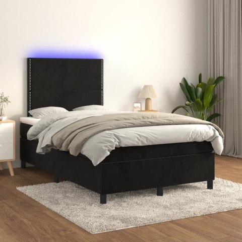 Łóżko kontynentalne z materacem i LED, czarne, 120x190 cm