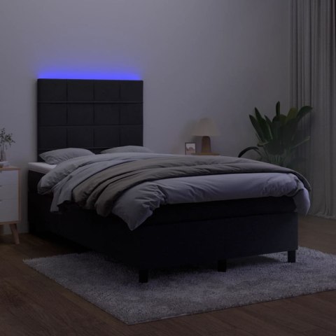 Łóżko kontynentalne z materacem i LED, czarne, 120x190 cm