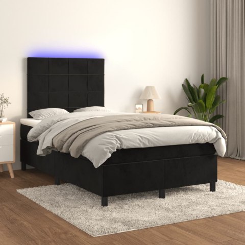 Łóżko kontynentalne z materacem i LED, czarne, 120x190 cm