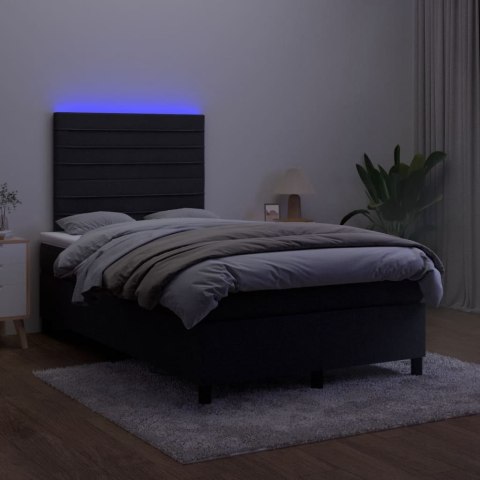 Łóżko kontynentalne z materacem i LED, czarne, 120x190 cm